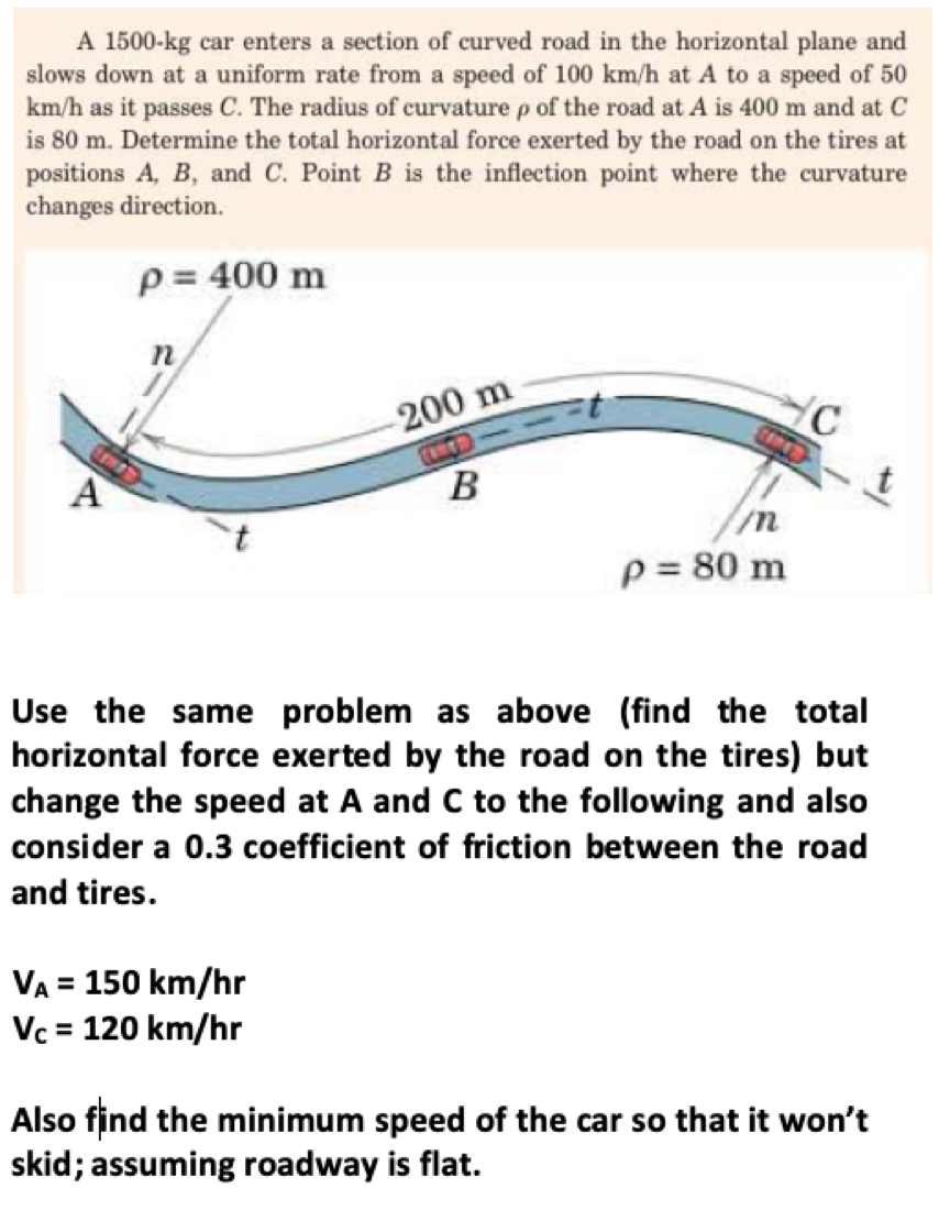 Solved A 1500-kg Car Enters A Section Of Curved Road In The | Chegg.com