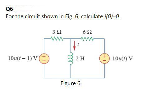 Solved Q6 For the circuit shown in Fig. 6, calculate i(0)=0. | Chegg.com
