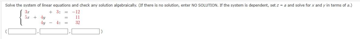 Solved Solve the system of linear equations and check any | Chegg.com