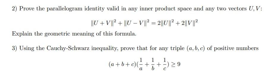 Solved D : 3 Problems on inner product spaces. 1) For | Chegg.com