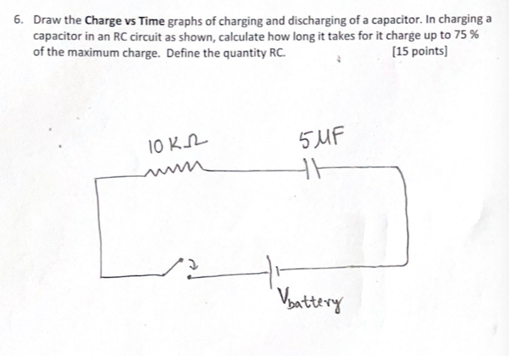 Solved 6. Draw The Charge Vs Time Graphs Of Charging And | Chegg.com