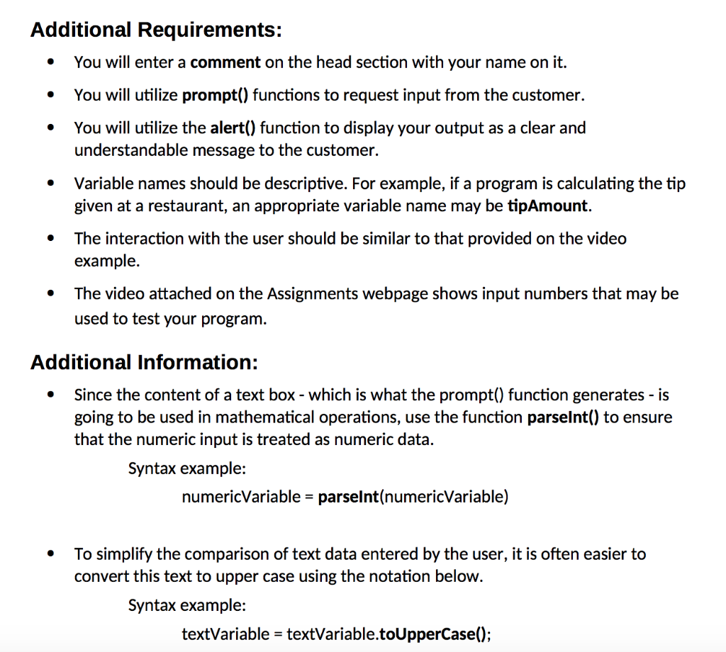 You will create a JavaScript program – embedded on an | Chegg.com