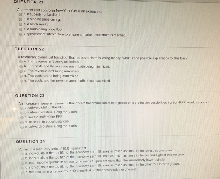 Solved QUESTION 21 Apartment rent control in New York City