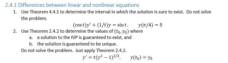 Solved 2.4.1 Differences between linear and nonlinear | Chegg.com