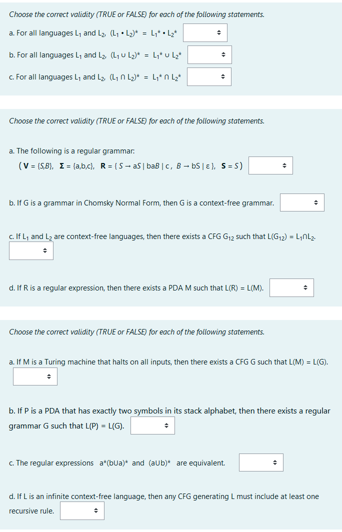 Solved Choose The Correct Validity True Or False For Ea Chegg Com