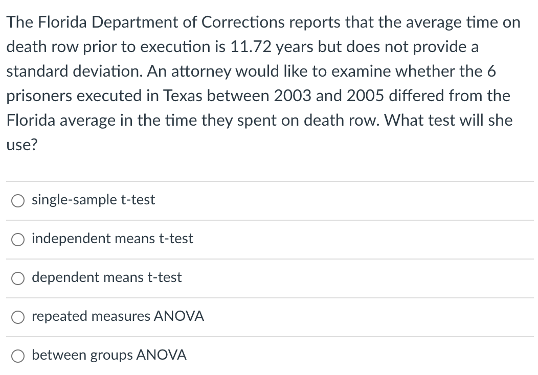 Solved The Florida Department of Corrections reports that Chegg