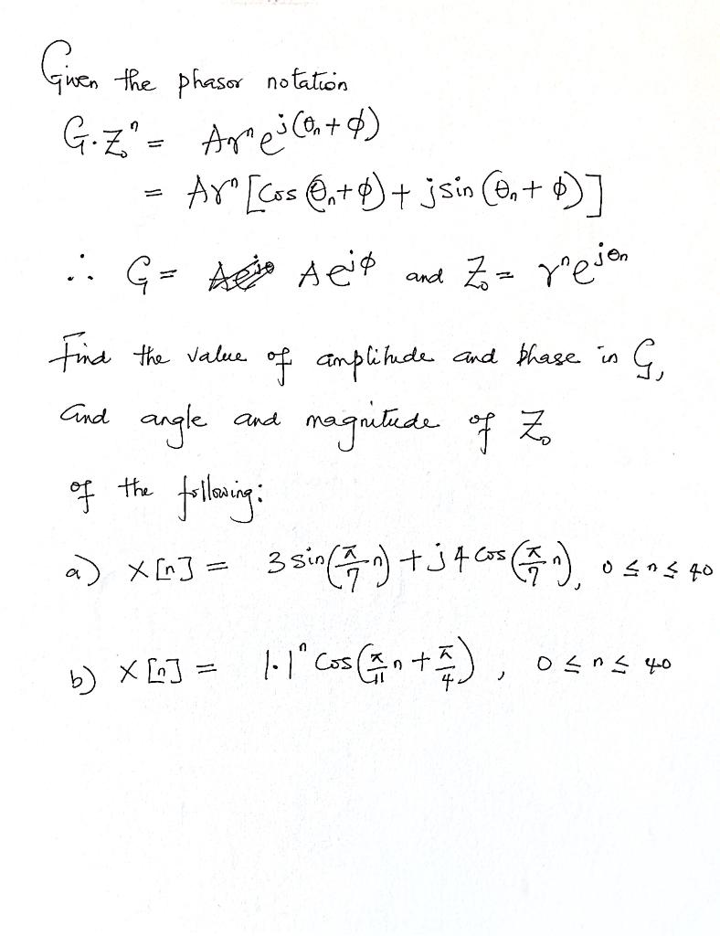 Solved Given the phasor notation | Chegg.com