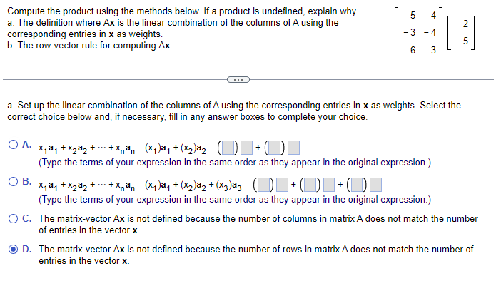 Solved Compute the product using the methods below. If a | Chegg.com