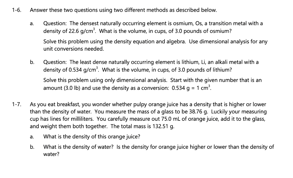 Solved 1-6. 1-7. Answer these two questions using two | Chegg.com