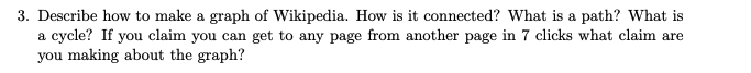 Solved 3. Describe how to make a graph of Wikipedia. How is | Chegg.com