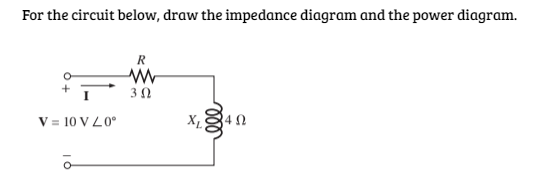 Solved For the circuit below, draw the impedance diagram and | Chegg.com