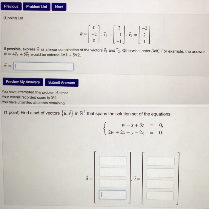 Solved Let W = [0 -2 0], V_1 = [2 -1 -1], V_2 = [-2 2 1]. | Chegg.com