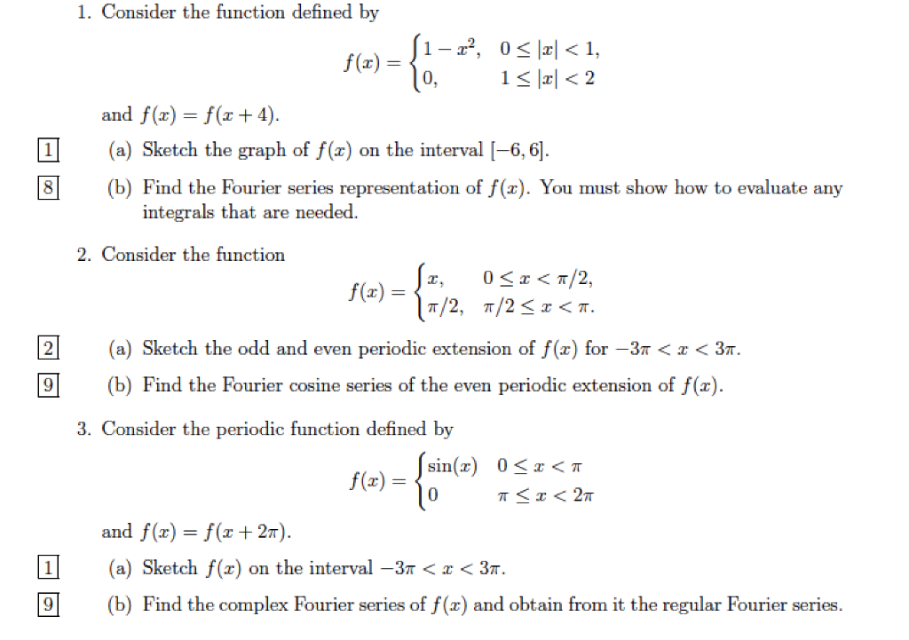 Solved 1 Consider The Function Defined By 1 12 0 6738