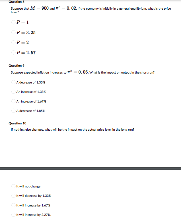 Solved B: Impacts Of Expected Inflation Questions 5-10 | Chegg.com