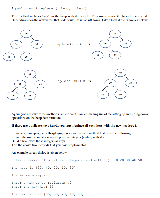 Exercise 1: Heap Methods You have been given the Heap | Chegg.com