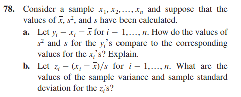 Solved 78. Consider a sample x,, x2, x and suppose that the | Chegg.com