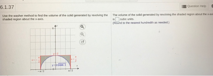 Washer Problem Calc Solved 6.1.37 E Question Help Use the washer method to find | Chegg.com