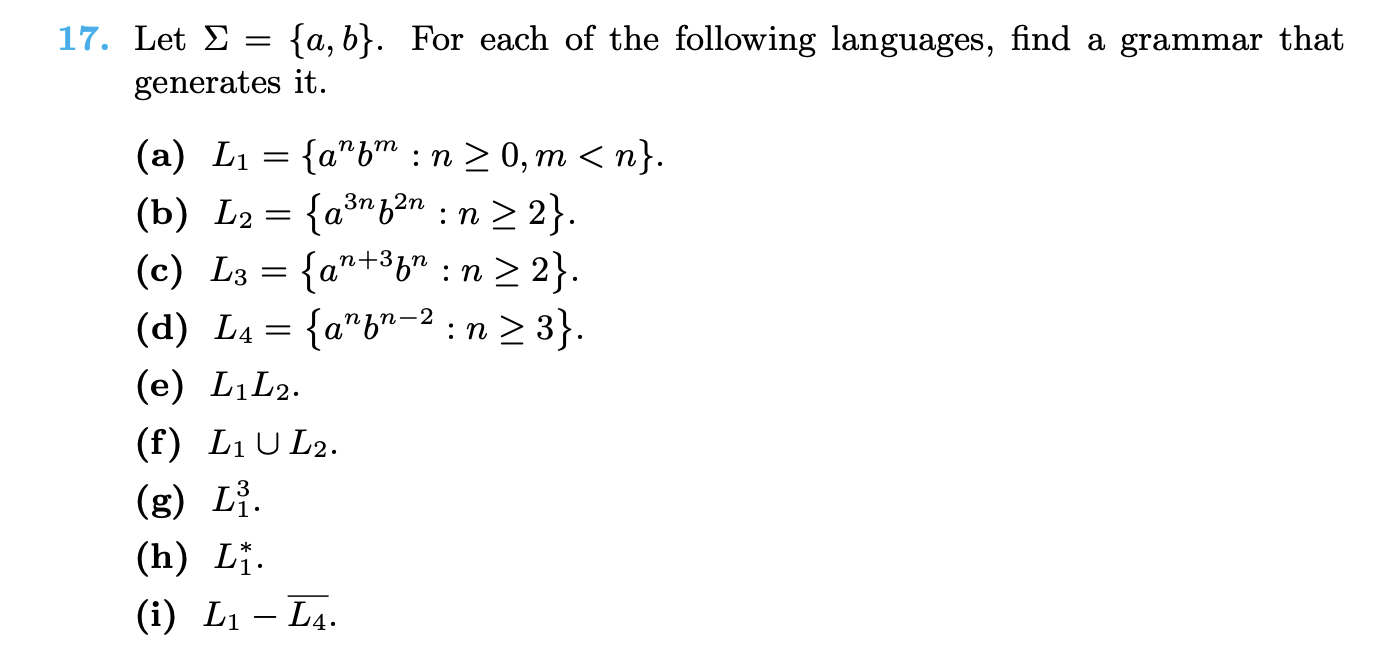 Solved = 17. Let = {a,b}. For Each Of The Following | Chegg.com