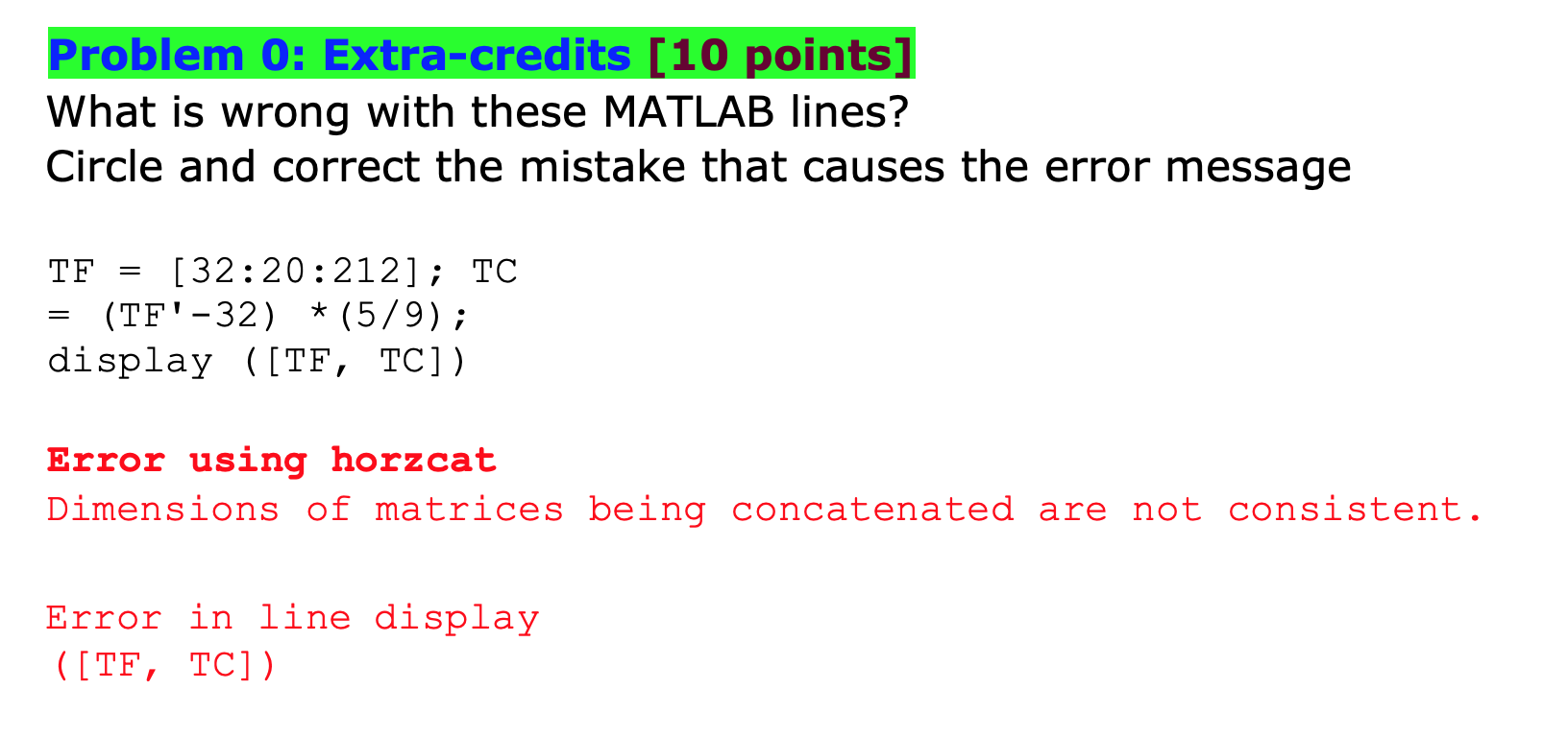 Solved Problem 0 Extracredits [10 points] What is wrong