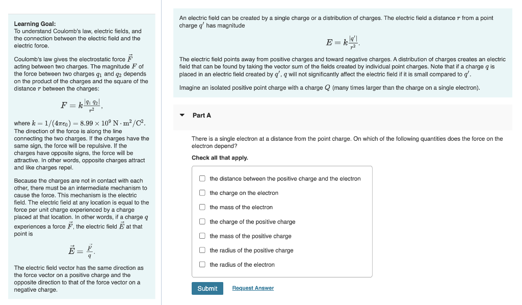 coulomb's law assignment quizlet