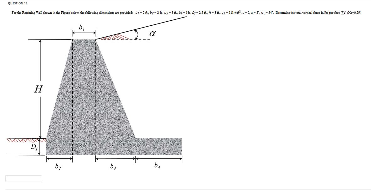 Solved QUESTION 18 For the Retaining Wall shown in the | Chegg.com
