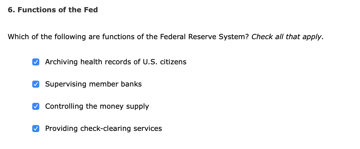 6 functions of the federal reserve
