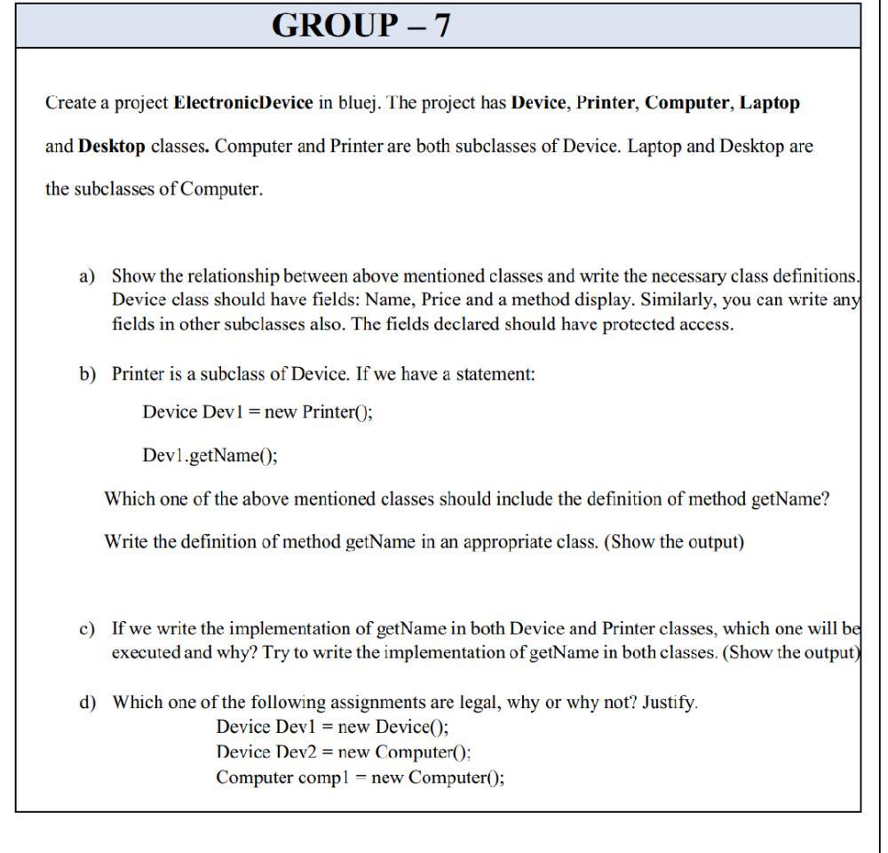 Solved GROUP -7 Create a project Electronic Device in bluej. Circuit Diagram