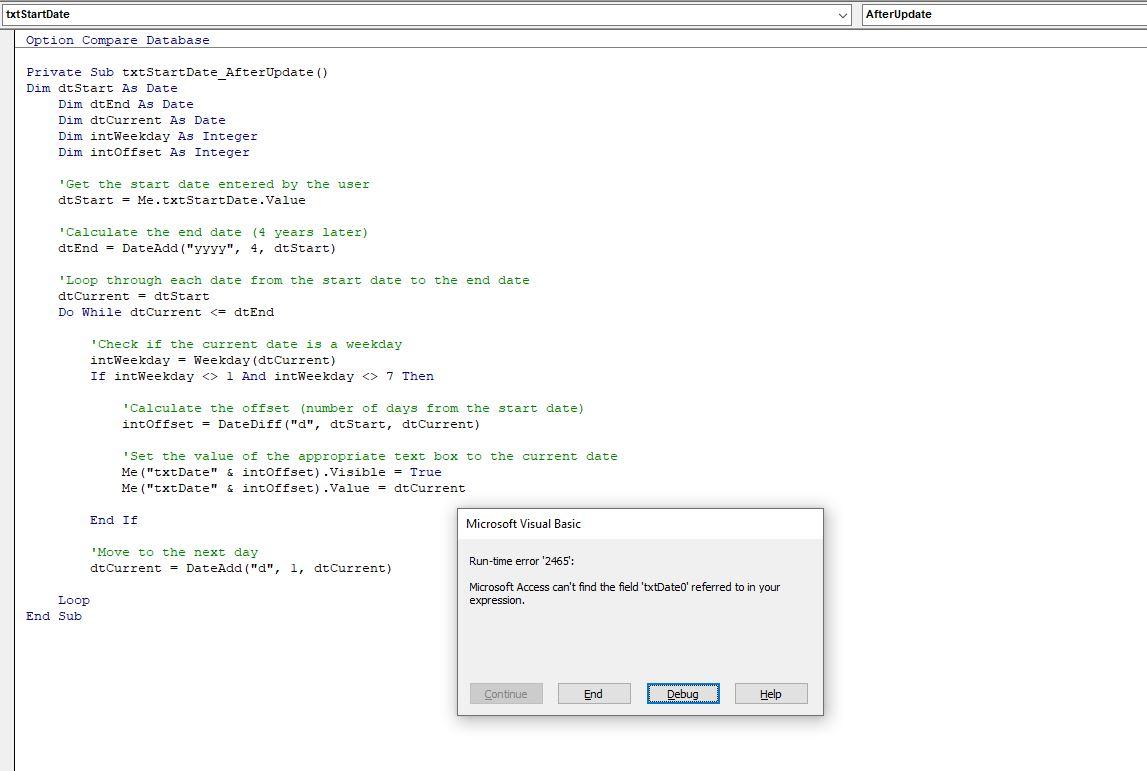 Solved Microsoft Access 2016 This code will calculate the | Chegg.com