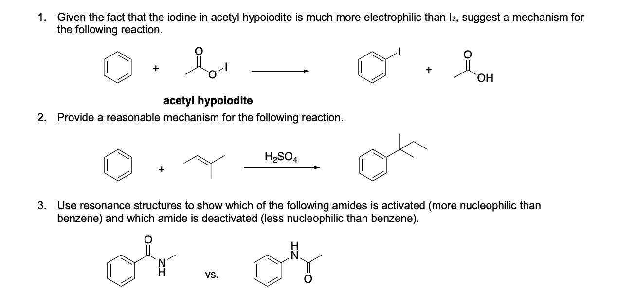 Solved 1. Given the fact that the iodine in acetyl | Chegg.com