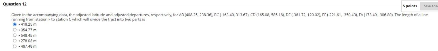Solved Question 12 5 points Save Ans Given in the | Chegg.com