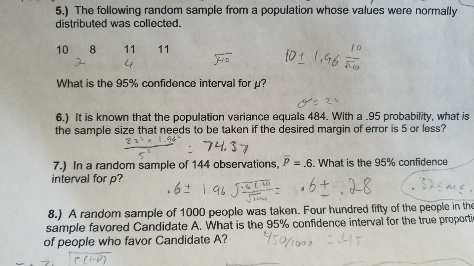Solved 5.) The following random sample from a population | Chegg.com