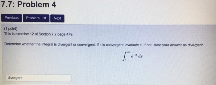 Solved 7.7: Problem 4 Previous Problem List Next 1 point) | Chegg.com