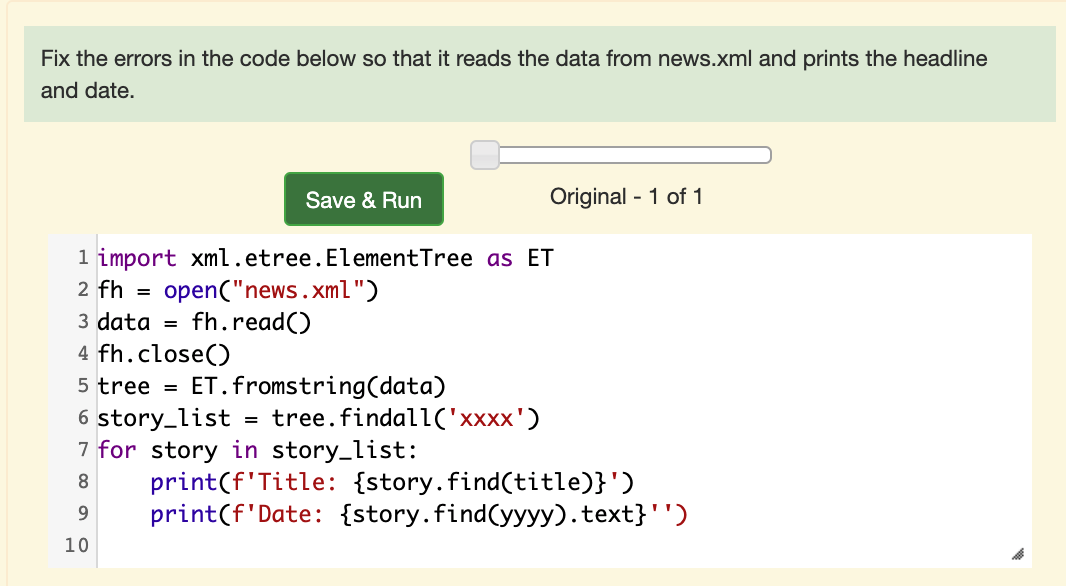 Solved Fix the errors in the code below so that it reads the | Chegg.com