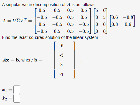 Solved A Singular Value Decomposition Of A Is As Follows: | Chegg.com