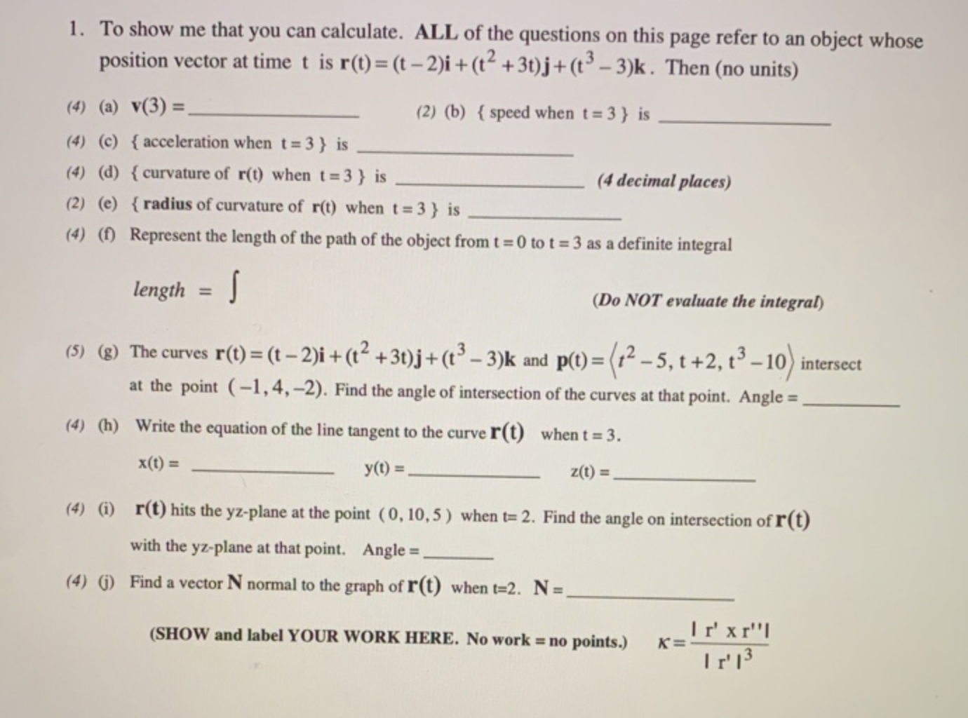 Solved 1 To Show Me That You Can Calculate All Of The Q Chegg Com