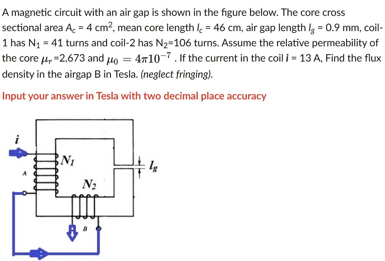 Solved = = = A magnetic circuit with an air gap is shown in | Chegg.com