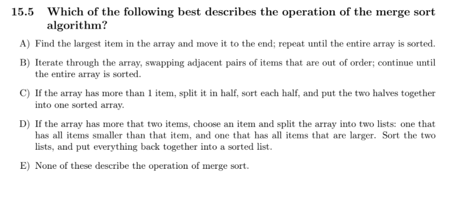 Solved 15.1 Which of the following best explains why the | Chegg.com