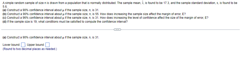 Solved A simple random sample of size n is drawn from a | Chegg.com