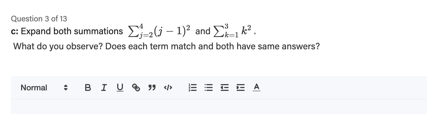 Solved Question 3 of 13 c: Expand both summations | Chegg.com