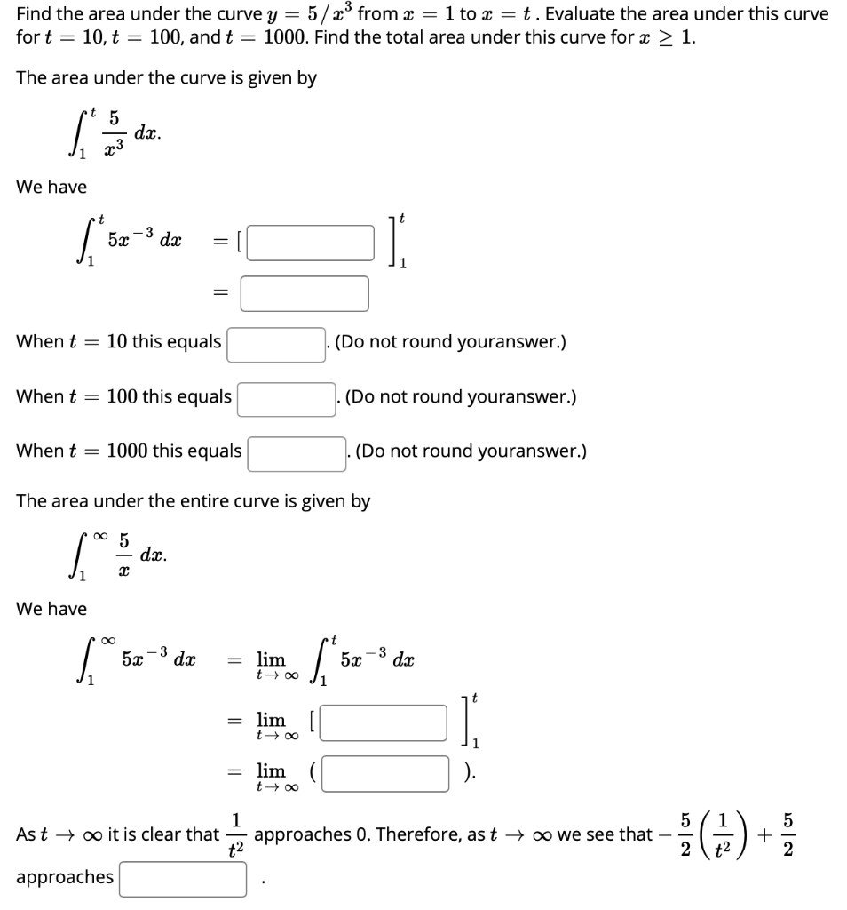 Solved Find the area under the curve y = 5/23 from x = 1 to | Chegg.com