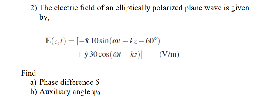 2 The Electric Field Of An Elliptically Polarized Chegg Com