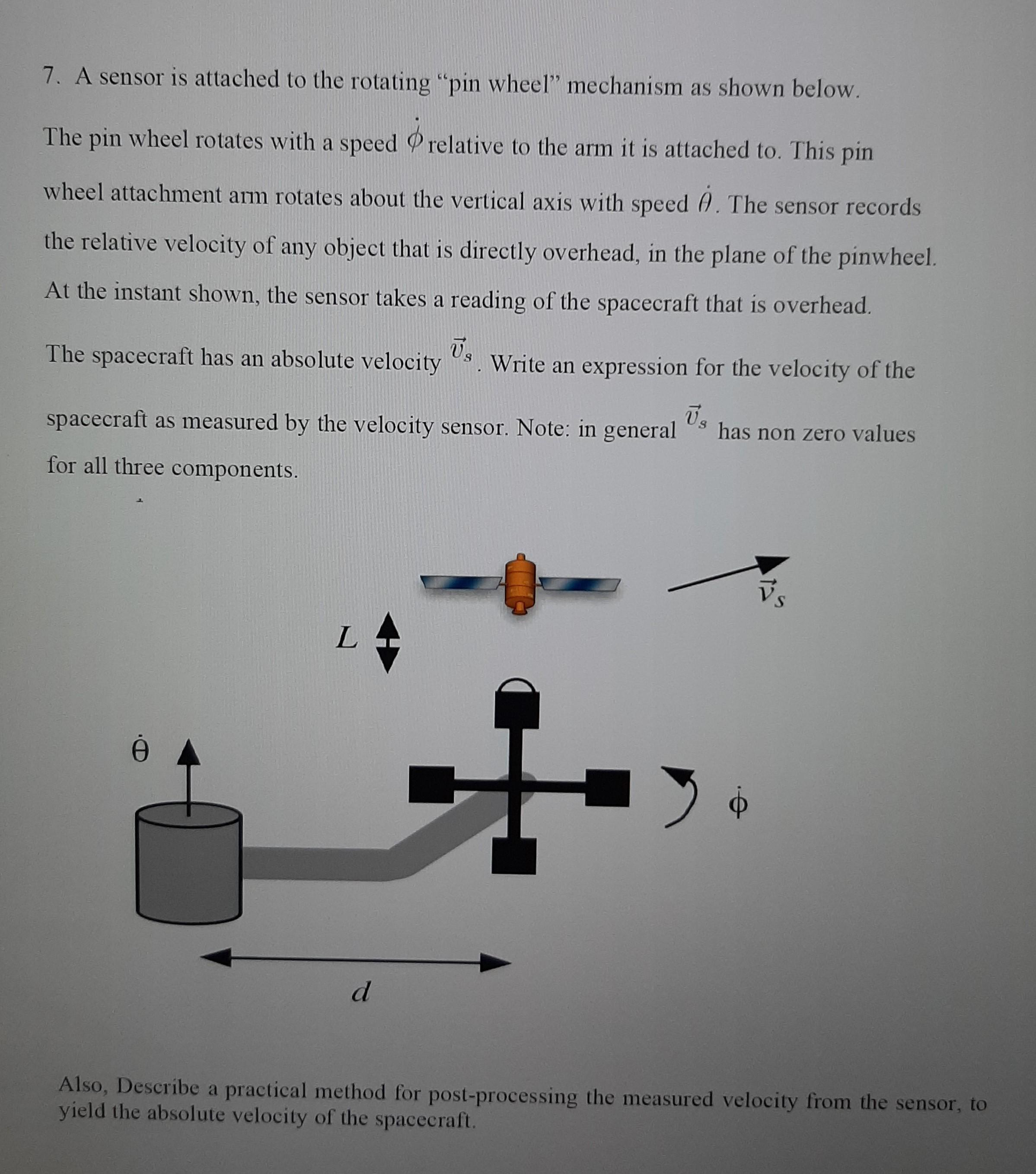 7. A sensor is attached to the rotating 