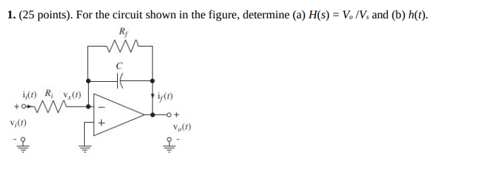 Solved 1. (25 points). For the circuit shown in the figure, | Chegg.com