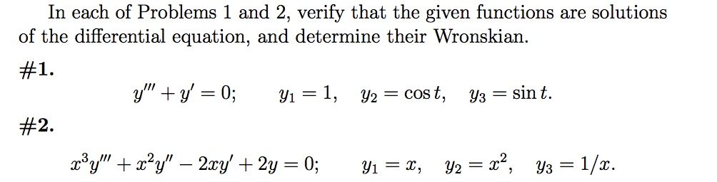 Solved In each of Problems 1 and 2, verify that the given | Chegg.com