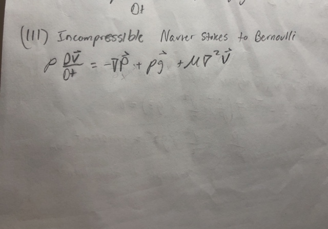 Solved Derive the Bernoulli equation from the Navier Stokes | Chegg.com