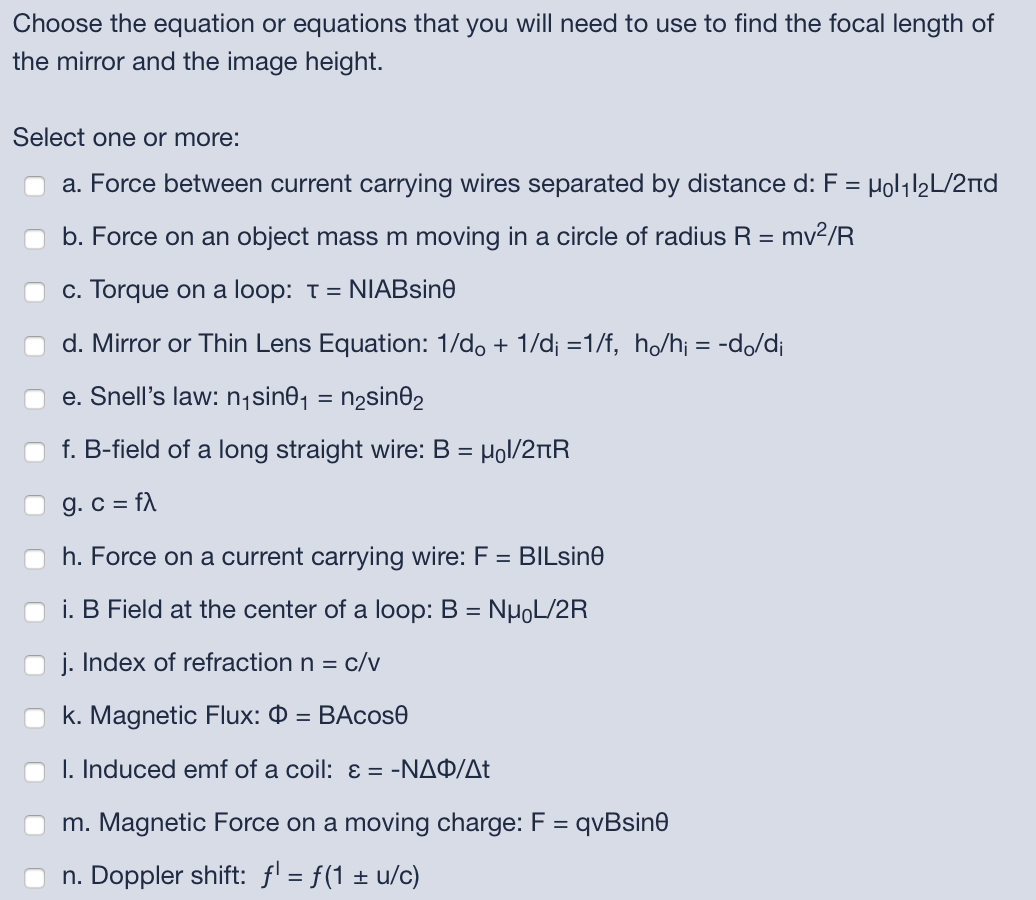 Solved Choose The Equation Or Equations That You Will Nee Chegg Com