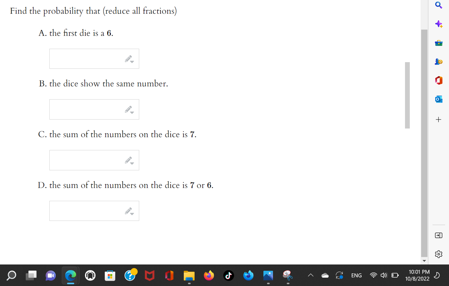 Solved Two fair dice are rolled. Assume these are