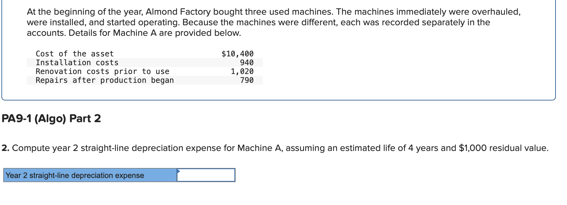 Solved At the beginning of the year, Almond Factory bought