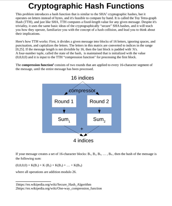 Solved Cryptographic Hash Functions This problem introduces | Chegg.com