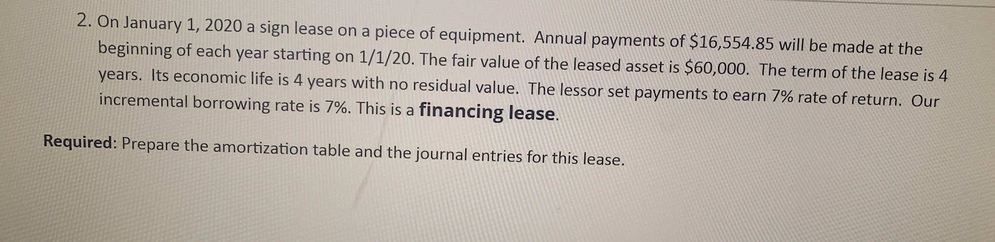 Solved 2. On January 1, 2020 a sign lease on a piece of | Chegg.com